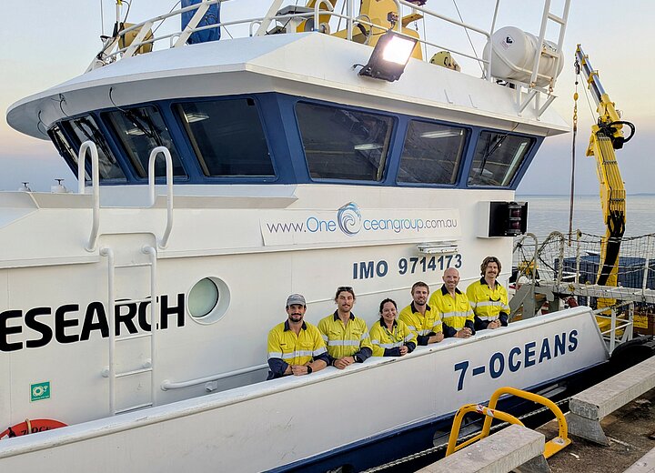 Revelare Hydrospatial team aboard survey vessel 7-Oceans before commencing SI 1070 in the Timor Sea