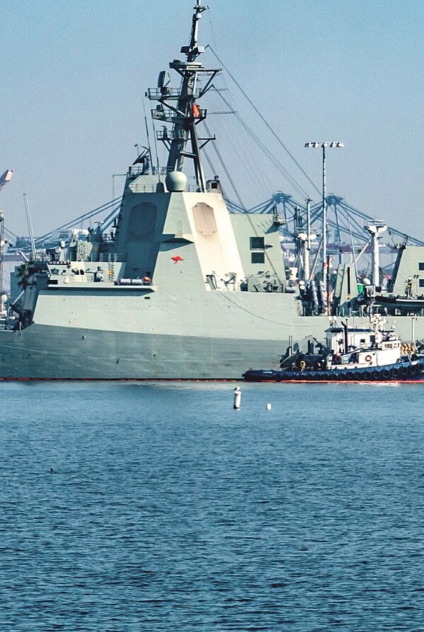 A Australian Defence ship docked overseas