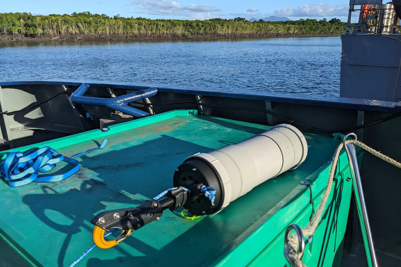 APAMA remotely operated vehicle on deck ahead of deployment during offshore sea trials