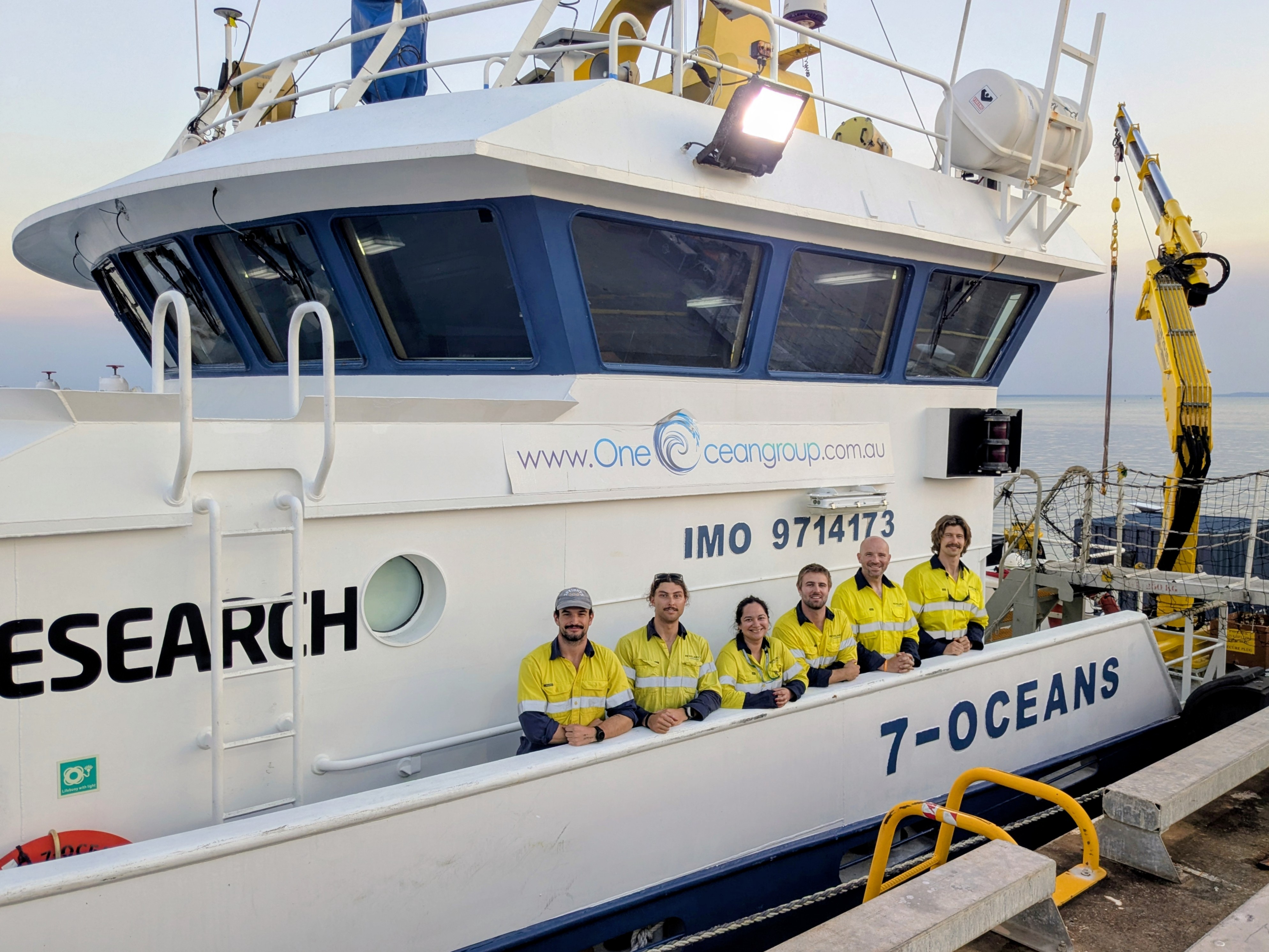Revelare Hydrospatial team aboard survey vessel 7-Oceans before commencing SI 1070 in the Timor Sea